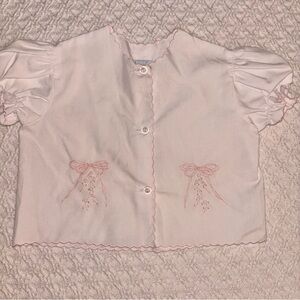 Araluz pink bow shadow embroidered diaper shirt 3 month baby girl